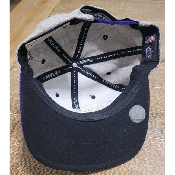 Sacramento KINGS Gray Purple Hat Snapback Mitchell & Ness NBA Cap Big Script - Picture 4 of 7